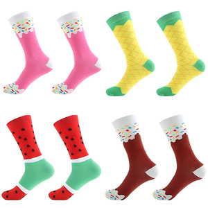Chaussettes en coton personnalisables en gros avec des motifs de pastèque, de chocolat, de fraises et de <span class=keywords><strong>crème</strong></span> glacée - Product Image 3