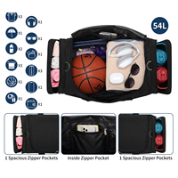 Sac de sport avec compartiment séparé ventilé pour chaussures, fermeture éclair verrouillable, sac de voyage et de sport pour week-end