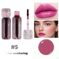 Gloss à lèvres végétalien 3-en-1 longue tenue, teinte lèvres et joues, logo personnalisé, non collant, gelée teintée, effet mat à l'eau