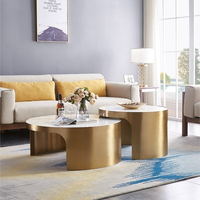 Table d'appoint haut de gamme de l'usine de Foshan, ensemble de tables basses de luxe en or, style italien, meubles, plateau en marbre, table à thé