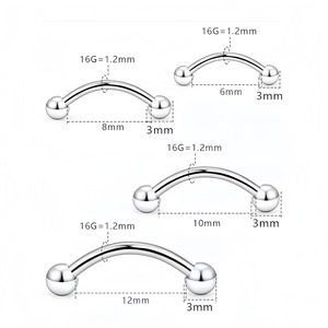 Clous de piercing en acier inoxydable à extrémité pointue, bijoux corporels unisexes pour oreille, nez, lèvre, sourcil - Product Image 2
