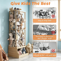 Organisateur de rangement pour animaux en peluche, zoo en bois massif pour animaux en peluche avec coffre à jouets, grand support pour jouets en peluche, support pour animaux en peluche
