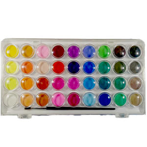 Impression <span class=keywords><strong>fine</strong></span> art 36 couleurs gâteau aquarelle solide peinture aquarelle ensemble avec pinceau à eau - Product Image 6