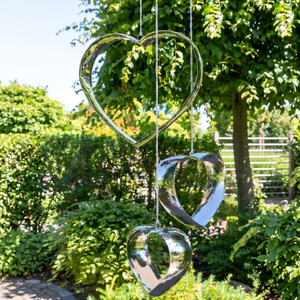 Silver Heart Hanging <b>Wind</b> <b>Chime</b> Outdoor Garden Decor Romantic Metal Heart Ornament for Patio Balcony Yard Home Decoration - Product Image 1