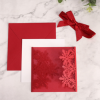 Invitation de mariage luxueuse découpée au laser en forme de flocon de neige, carte pop-up 3D avec nœud et pages intérieures fleuries en aquarelle, pour Noël et anniversaires