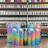 1 세트 3 개 2L 스포츠 물병 그라디언트 2000ml 900ml 500ml 보텔라 데 아구 플라스틱 체육관 물병