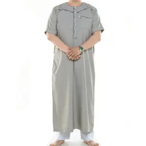 new fashion cotton soft fabric moroccan kaftan dress ikaf thobe short sleeve for men clothing