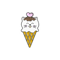 Offre Spéciale chat dessin animé créativité Animal émail nickelé en alliage de Zinc crème glacée métal artisanat épinglette pour cadeau