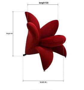 Lily Flower Design Modern Red Velvet Recliner Sofa for Living Room or Hotel <b>Balcony</b> Contemporary Accent Leisure Armchair - Product Image 6