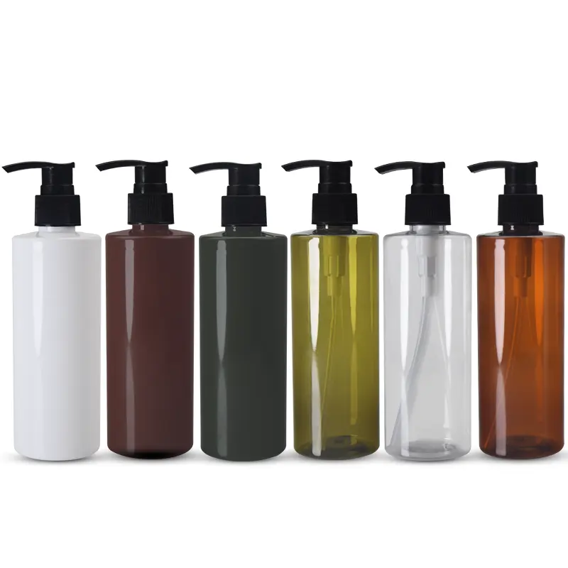 Üreticileri doğrudan 250 ml amber boş Pet pompa şişeleri kozmetik şişeleri şampuan plastik şişeler