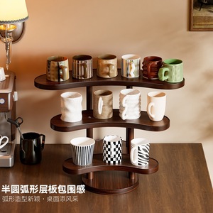 <b>Desktop</b> <b>shelf</b> with rounded tiers, suitable for home use in living rooms and tea rooms, featuring cup holders, organizers, and - Product Image 3