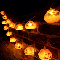 Guirlandes lumineuses LED en forme de citrouille, décoratives pour Halloween et le Festival des Fantômes, à piles, lumières féériques