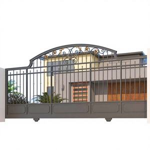 Portail coulissant industriel robuste en fer forgé, clôture personnalisée, portails treillis, galvanisation à chaud, modélisation 3D, design moderne - Product Image 1