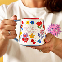 Ensemble de tasses à café et à thé en argile mouchetée avec motif de fleurs peintes à la main personnalisées tasses en porcelaine avec soucoupes