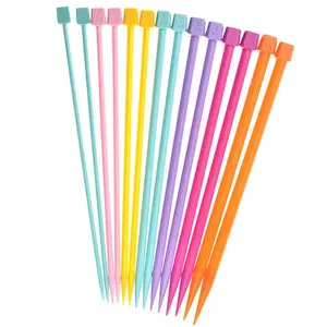 Looen-Conjunto de agujas de tejer, 7 pares de colores, 4,0mm-10,0mm, 25cm de longitud, plástico, punto de una sola punta