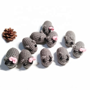 Handmade Quà Tặng Trang Trí Nội Thất Dễ Thương Mini Crochet Sang Trọng Thú Nhồi Bông Đồ Chơi Buồn Hamster Với Bow Tình Bạn Keychain - Product Image 2