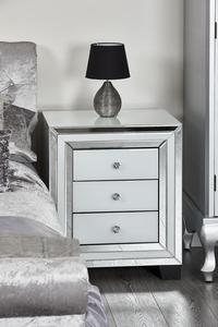 SWT White Glass Mirrored <strong>3</strong> <strong>Drawer</strong> Elegent Venetian <strong>Chest</strong> <strong>of</strong> <strong>Drawer</strong> Mirror Cabinet for Bedroom - Product Image 4