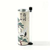 Boîte en tube de papier biodégradable personnalisée de qualité alimentaire pour sushis avec tube à sauce, doublure en aluminium, emballage push-up, boîte cylindrique en papier