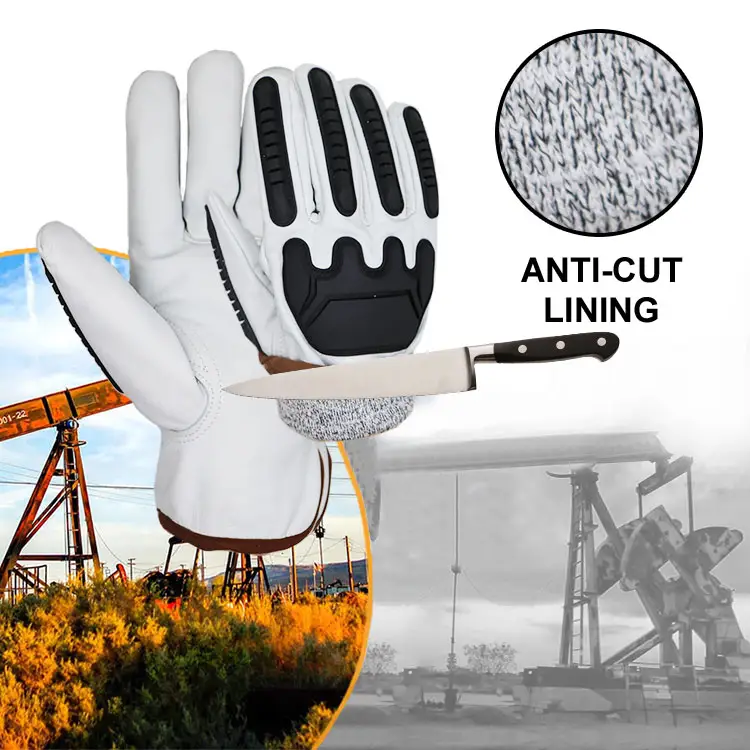 Cut Level 5 Leather Tpr Oilfield Oil And Gas Safety Waterproof High Anti Impact Cut Resistant Hand Gloves Oilfield Working