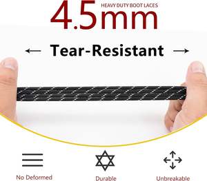 SUBAUM 2 Pares de Cordones Redondos para Botas, Resistentes y Fuertes para Botas de Trabajo, Botas de Senderismo, Cordones Gruesos de Repuesto Hechos en China - Product Image 4