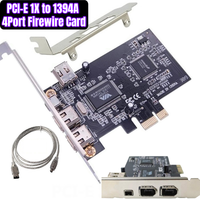 PCIe kartu Firewire 1394 4 Port, kabel koneksi IEEE 1394A PCI Express Firewire kartu ekspansi PCI-E 1X pengontrol Desktop PC DV