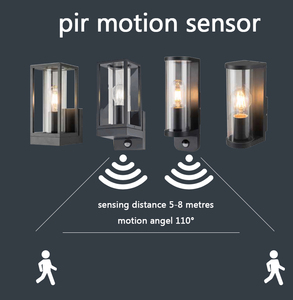 Nhôm Không Thấm Nước Ngoài Trời Đèn Tường E27 Đèn Treo Tường Bên Ngoài Trang Trí Ánh Sáng Sân Vườn Với PIR Cảm Biến Chuyển Động - Product Image 2