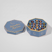 Boîte octogonale irrégulière personnalisée en feuille d'or, biodégradable, de luxe, pour dattes Eid Mubarak, avec couvercle et base, avec revêtement anti-graisse