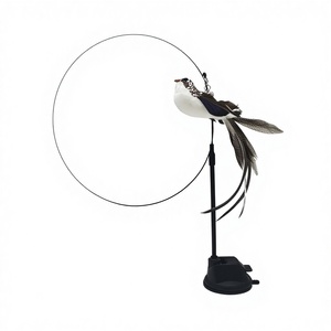 Jouet d'auto-entretenissement pour chat en forme d'oiseau avec ventouse en époxy, fil d'acier et <span class=keywords><strong>plume</strong></span> longue - Product Image 3