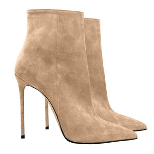 Bottines à talons hauts pour <span class=keywords><strong>femme</strong></span> Xinzirain, taille grande 47, bout pointu, simili <span class=keywords><strong>daim</strong></span>, talon fin de 10/12 cm, bottines à la cheville pour l'hiver - Product Image 6