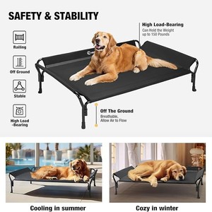 Cama para Perro, Cama de Campaña Rectangular Negra, Desmontable y Lavable, para Uso en Interiores y Exteriores, para las Cuatro Estaciones - Product Image 5