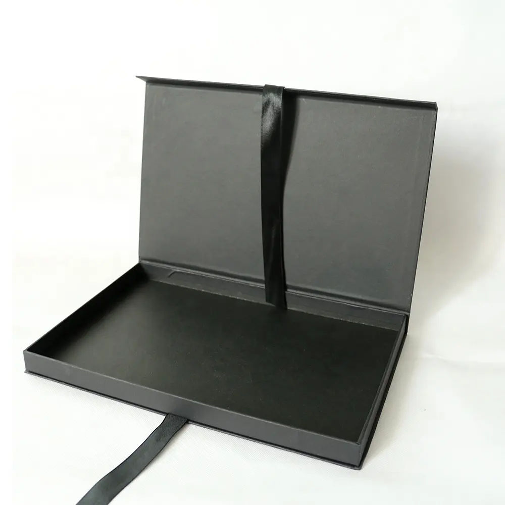 Commercio all'ingrosso di grandi dimensioni nero logo personalizzato di carta cartone scatola di imballaggio di lusso contenitore di regalo di carta con magnete magnetico