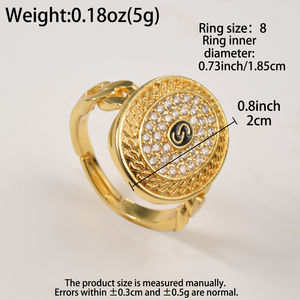 Bijou d'engagement personnalisable en cuivre plaqué or 18 carats avec zircon, gravé et poli, style antique populaire, pour femme, vente en gros - Product Image 6