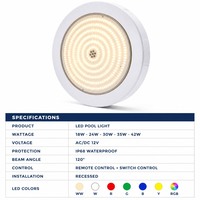 Lampe de piscine murale 220 mm, éclairage subaquatique pour piscine, lampe de piscine IP68 RGB, contrôle RGB, utilisation pour piscine, spa, fontaine d'eau, AC/DC12V 18W 24W 30W 35W 42W