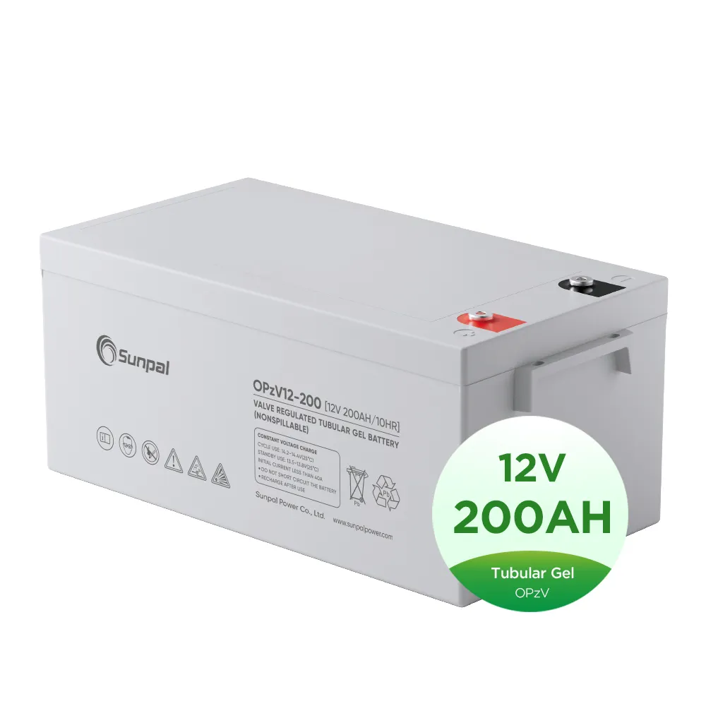 Baterai Sunpal Opzv 12V 160Ah, Baterai Gel Tubular Surya Siklus Dalam 180Ah 200Ah