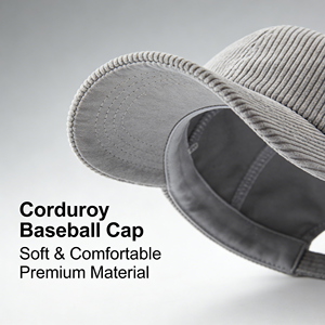 Casquettes de baseball sportives personnalisées en velours côtelé unisexe de haute qualité, imprimé de luxe automne-<span class=keywords><strong>hiver</strong></span>, broderie personnalisée, ajustables, avec fermoir métallique - Product Image 5