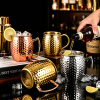 Taza Metálica Moscow Mule OEM de 420ml/550ml con Textura Martillada, sin Plomo, con Asa, para Vodka, Cerveza de Jengibre, Regalos para Restaurantes