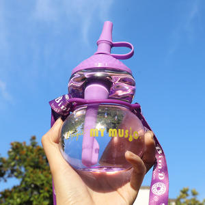 Zogift Cartoon Creatieve Kalebas Schattige En Verse Beker Kindersport Draagbare Plastic Waterfles Met Stro - Product Image 3