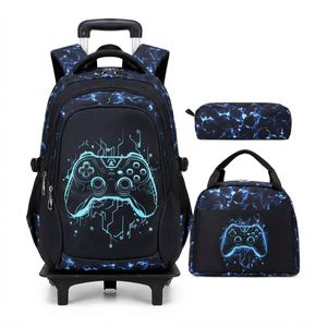 <span class=keywords><strong>Mochila</strong></span> Escolar con Ruedas para Niños, Juego <span class=keywords><strong>de</strong></span> 3 Piezas, con Diseño <span class=keywords><strong>de</strong></span> Control <span class=keywords><strong>de</strong></span> Videojuegos, <span class=keywords><strong>Mochila</strong></span> con Ruedas para Niños - Product Image 1