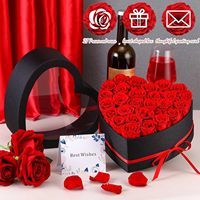 16 roses éternelles en forme de cœur, bouquet en boîte, cadeau longue durée pour la Saint-Valentin, la fête des mères, Noël, le Nouvel An - Angel