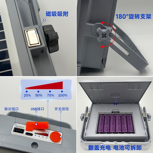 ไฟสปอร์ตไลท์ LED พลังงานแสงอาทิตย์ 100W 5000K แสงเดย์ไลท์ IP67 ตัวเรือนพลาสติก ติดตั้งบนพื้นผิว สำหรับสวนภายนอกอาคาร ได้รับการรับรองมาตรฐาน CE RoHS - Product Image 4