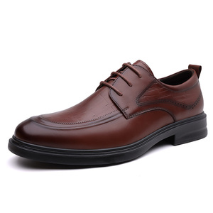 Chaussures habillées en cuir pour hommes, style Oxford, bout rond, à lacets, antidérapantes, pour le bureau et les occasions professionnelles, couleur unie, semelle extérieure en caoutchouc, cuir véritable, collection automne - Product Image 5