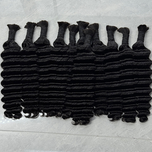 Cambodian Hair Bulk Virgin Double Weft Deep Wave Natural Color Soft Hair for Boho <b>Braids</b> Crochet <b>Braids</b> <b>Wig</b> Making - Product Image 1