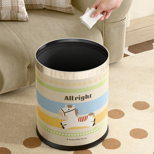 Round Trash Can 10L With Horse Design For Living Room Kitchen Bathroom - Product Image 4
