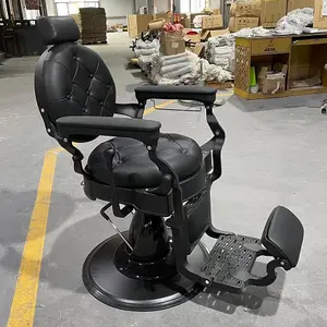 Ağır berber sandalyeleri adam hidrolik berber siyah metal berber koltuğu QZ-B602B