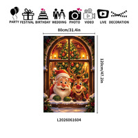 Bannière de fenêtre rectangulaire 100 % polyester à thème de Noël, style populaire, impression numérique personnalisable, pour fête, vente en gros