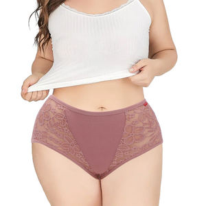 Bragas de algodón para perder peso para mujer, Xxxl talla grande, encaje de algodón, cintura alta, ropa interior de Color sólido, Ropa Interior Pura <span class=keywords><strong>Del</strong></span> - Product Image 2