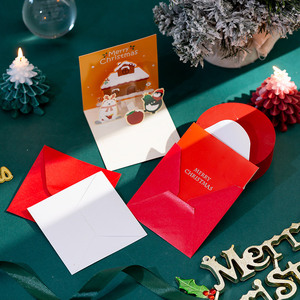 New Christmas Handwritten 3D Greeting Card Thank You Christmas Cartoon Folding Small <b>Paper</b> Card Envelope Set - Product Image 3