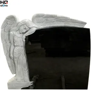 XIAMEN HQ STONE angel black granite tombstone angel headstone memorial tombstone black tombstone marble angel headstone memorial