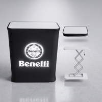 Comptoir LED Rectangulaire Personnalisé - Table Pliante Portable pour Salon Professionnel avec Logo Rétroéclairé et Cadre à Levage Automatique