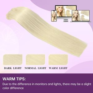 FUBILI 75g Platinum Blonde Remy Extensiones de cabello humano 7PCs 16 pulgadas Sedoso Recto Doble Trama Clip-In para mujeres Cabello real - Product Image 4